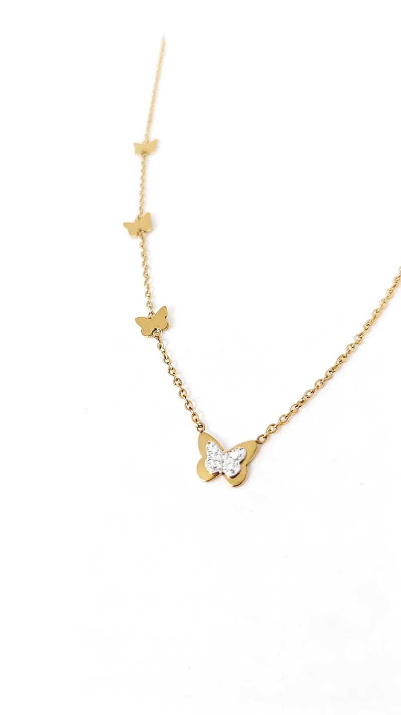 Collana con Farfalle in Acciaio