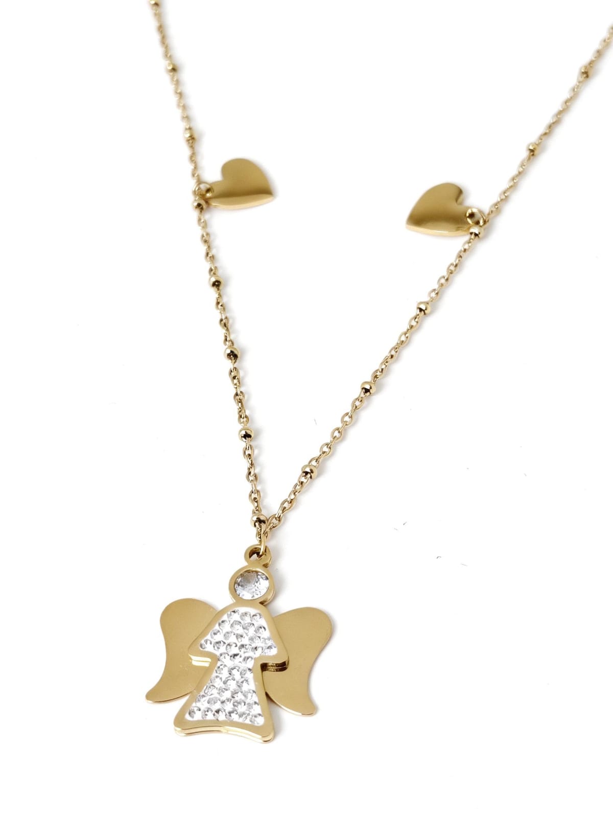 Collana Angelo Dorato con Cuorie