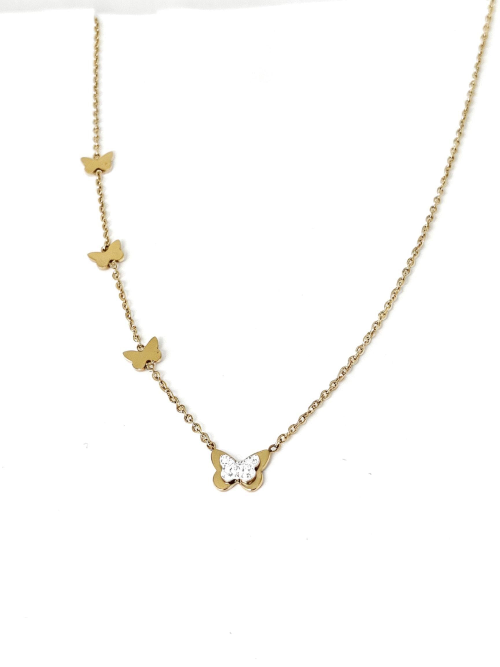 Collana con Farfalle in Acciaio
