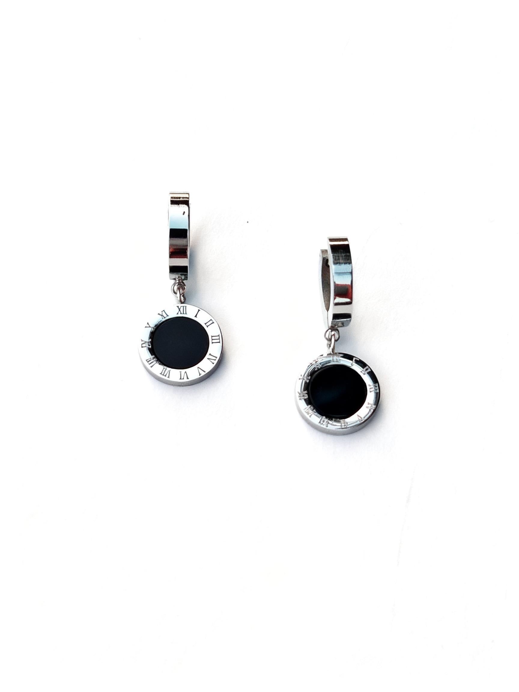 Orecchini Pendenti Cerchio Nero