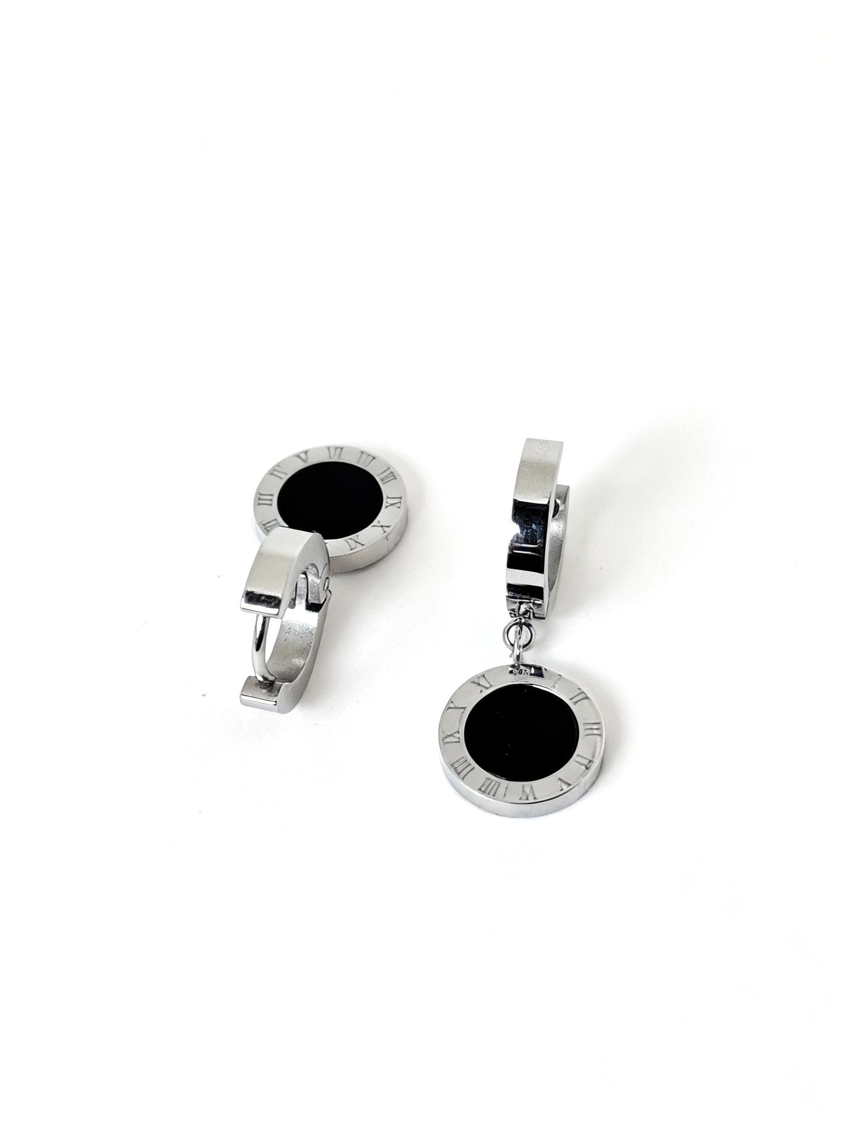 Orecchini Pendenti Cerchio Nero