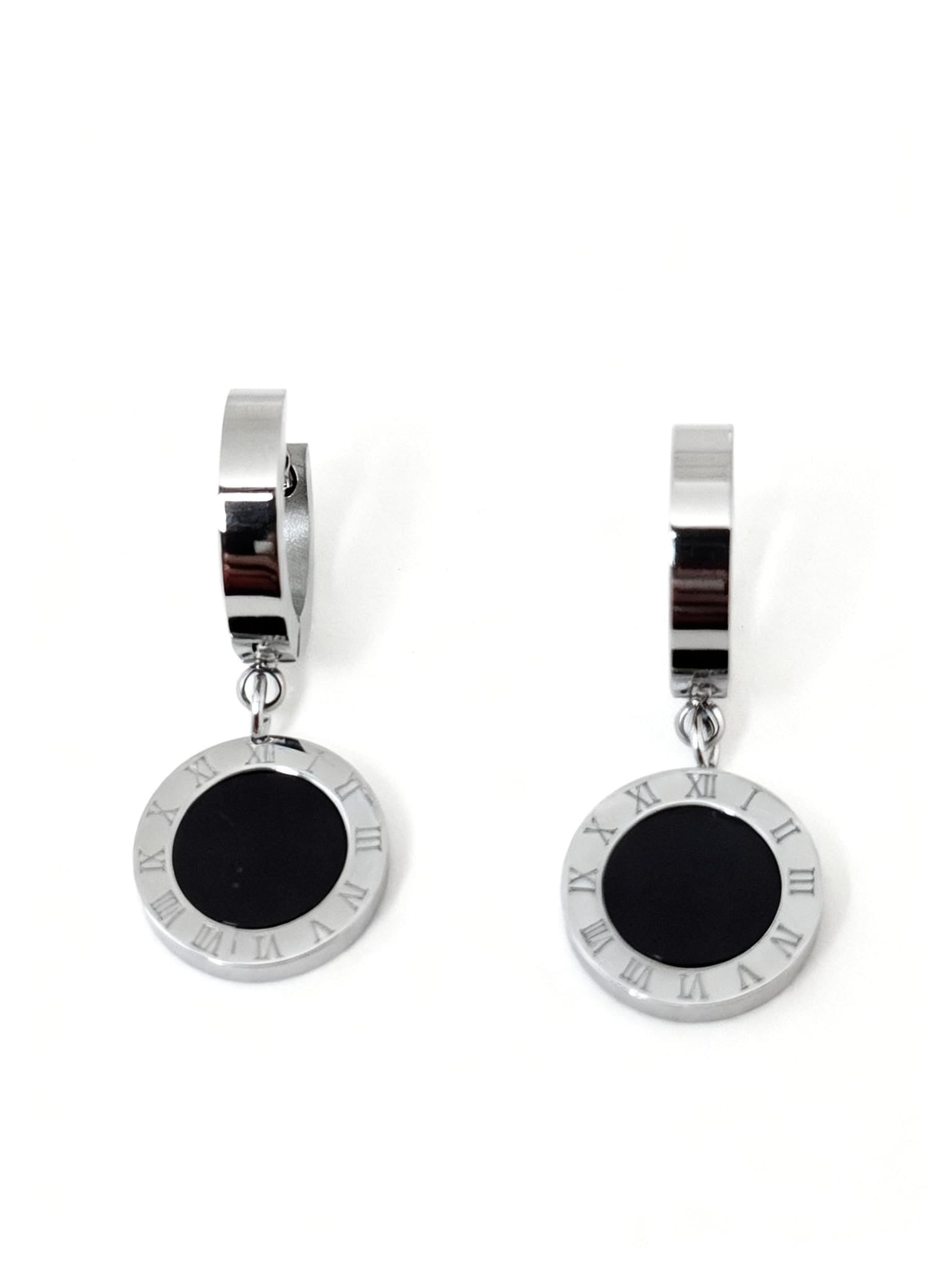 Orecchini Pendenti Cerchio Nero