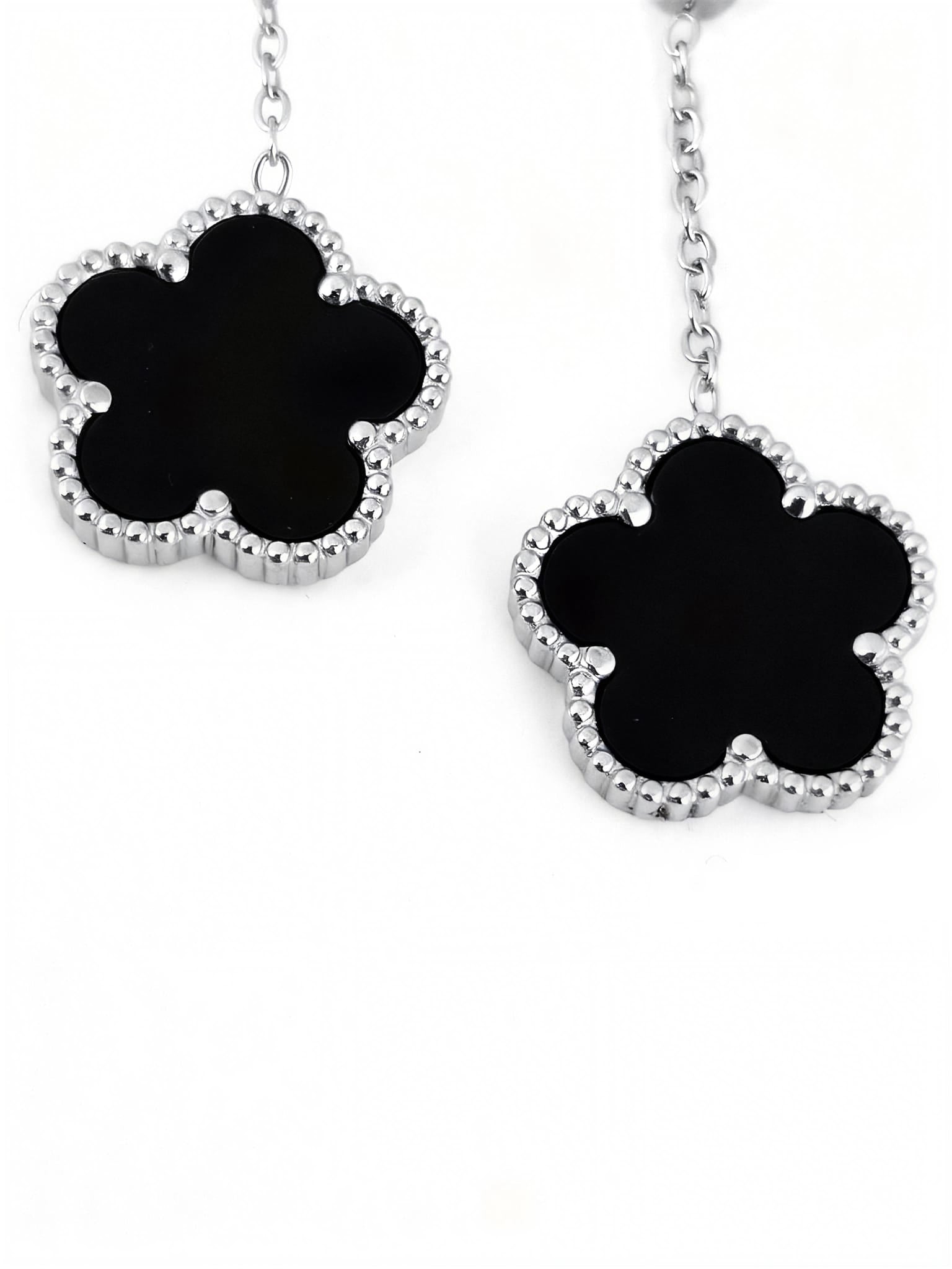 Orecchini Pendenti Fiore Nero