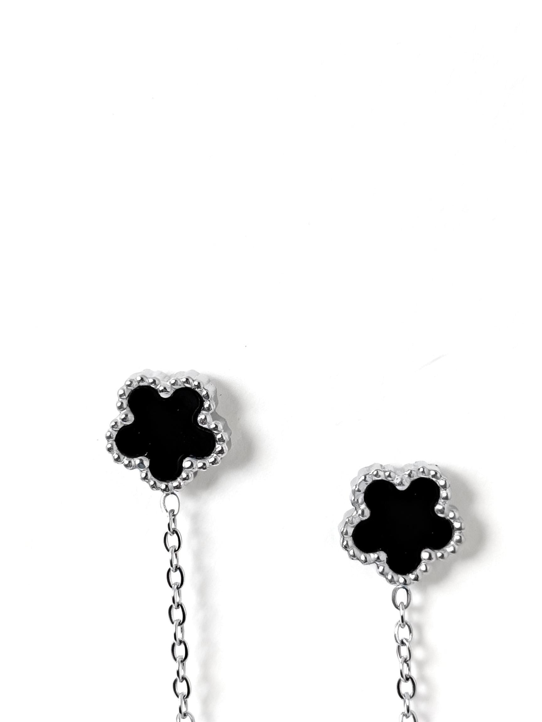 Orecchini Pendenti Fiore Nero